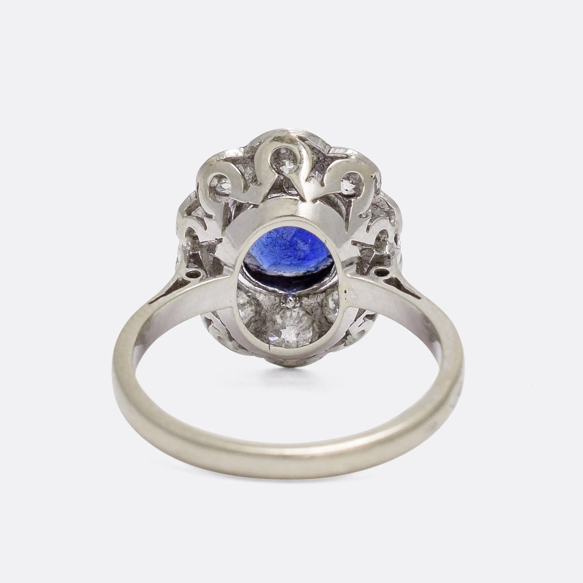 Edwardian Sapphire & Diamond Flower Engagement Ring