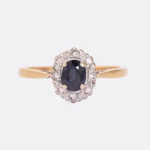 Edwardian Sapphire & Diamond Oval Cluster Ring