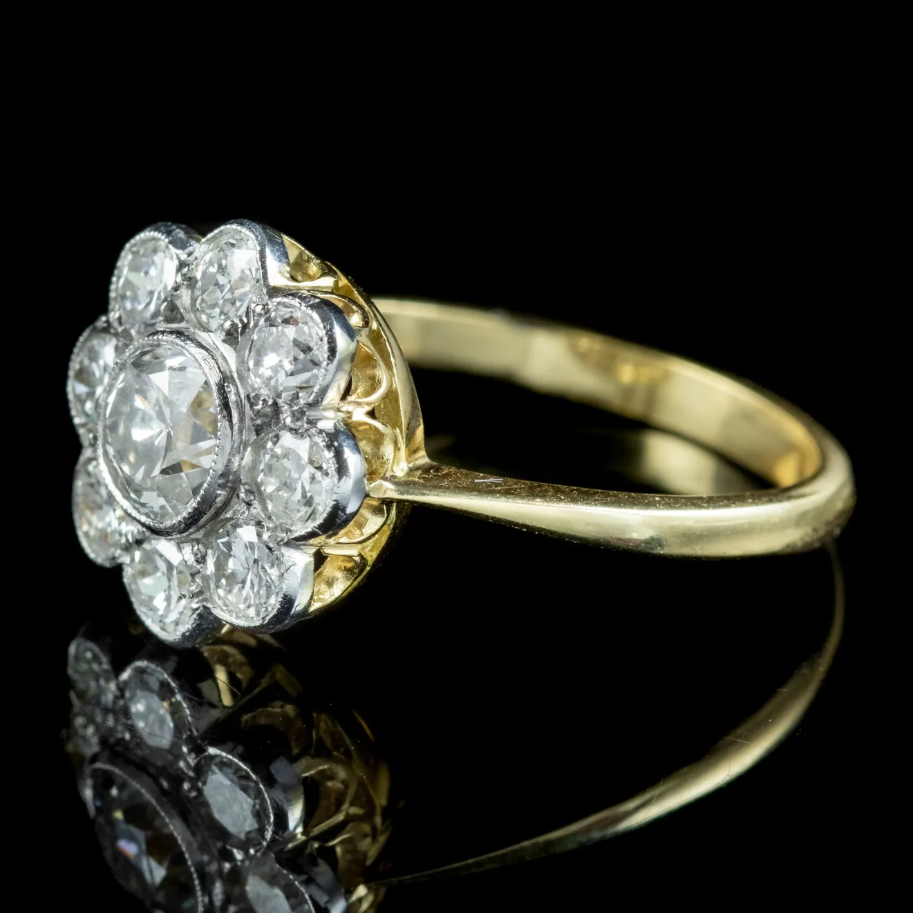 Edwardian Style Diamond Daisy Cluster Ring 1.66ct Of Diamond