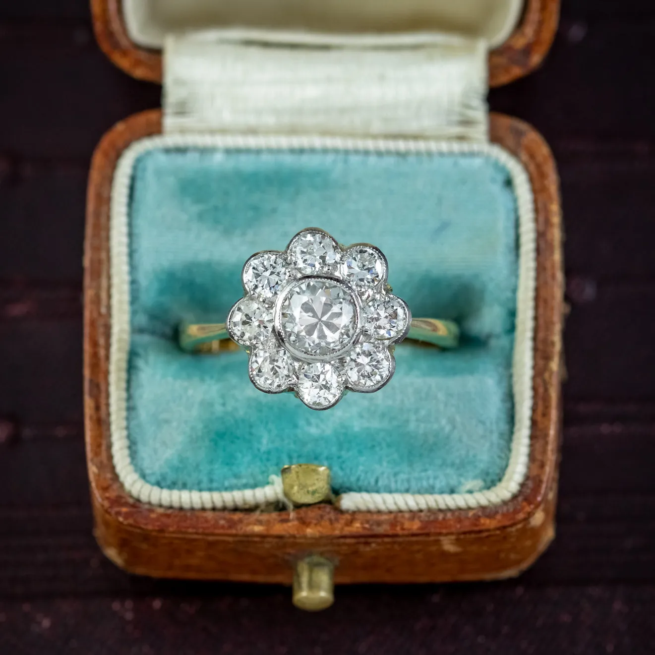 Edwardian Style Diamond Daisy Cluster Ring 1.66ct Of Diamond