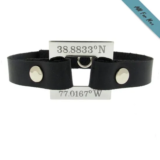 Elegant Mens Personalized Leather Bracelet - Gift for Him