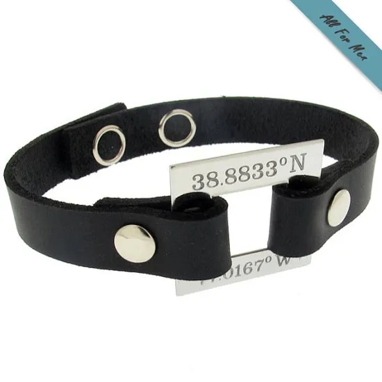 Elegant Mens Personalized Leather Bracelet - Gift for Him