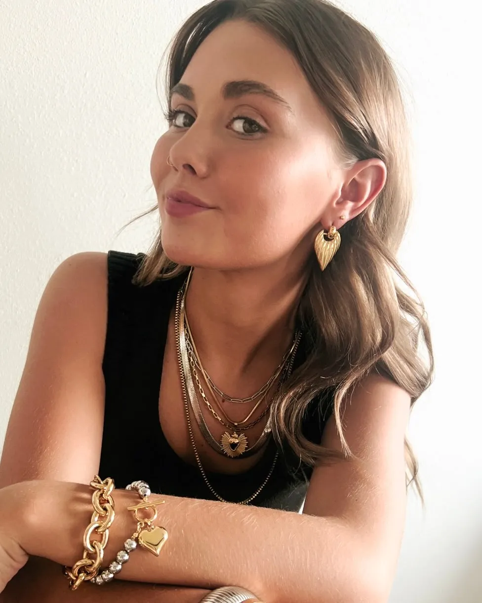 Elida Gold Ribbed Stud Earrings