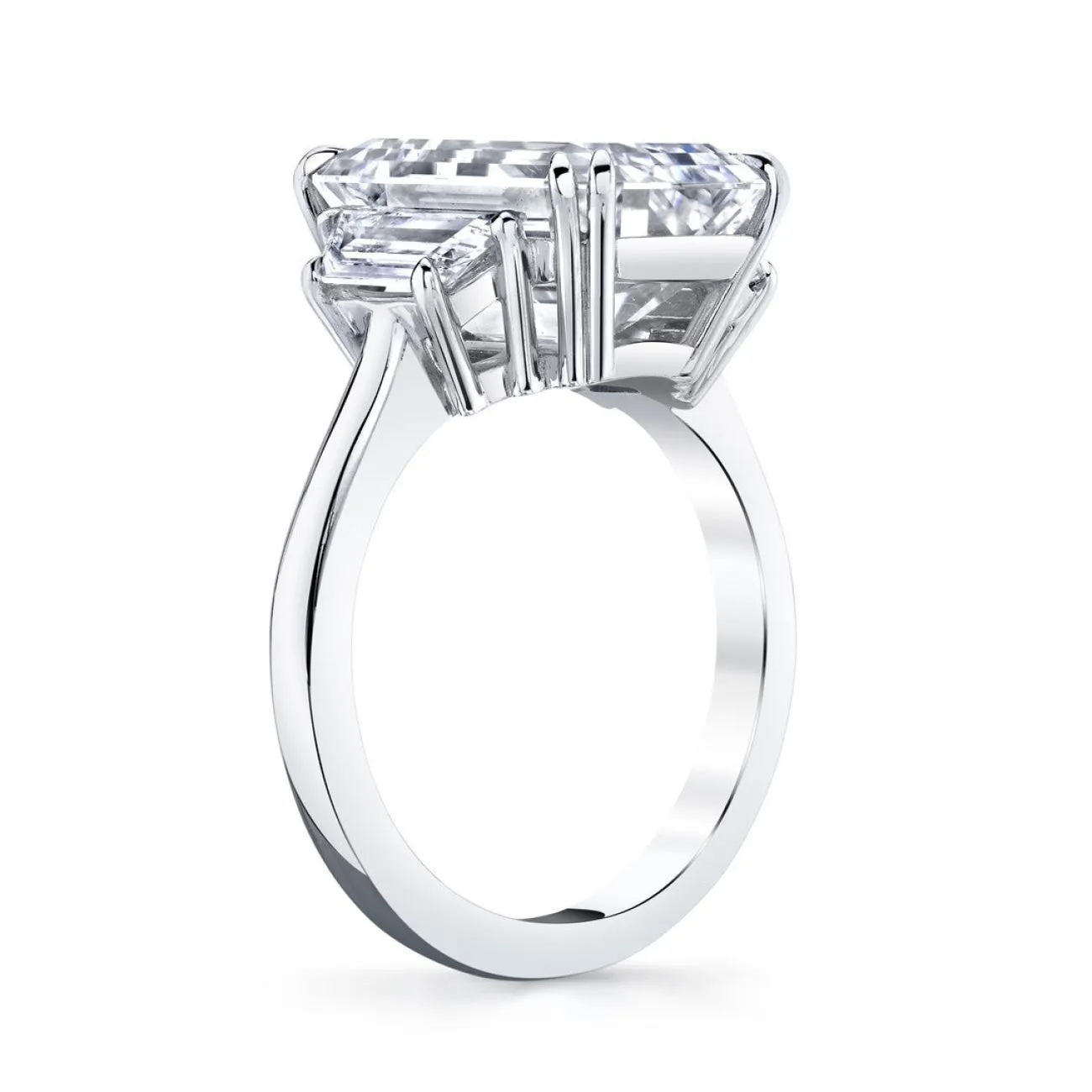 Emerald Cut 7.52 ct Platinum Three Stone Diamond Ring