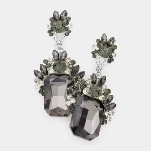 Emerald Cut Black Diamond Stone Dangle Earrings  | Prom Earrings | 304666