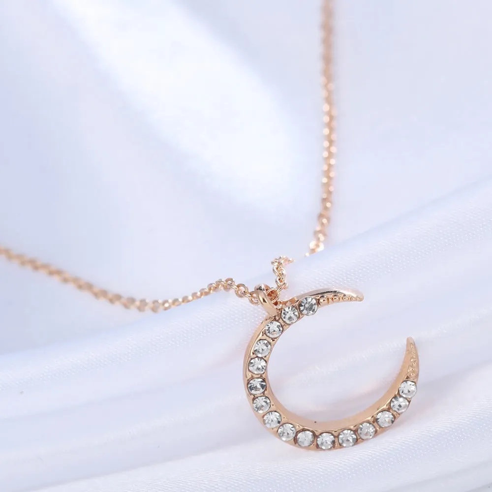 Enchanted Moon & Crystal Drop Necklace