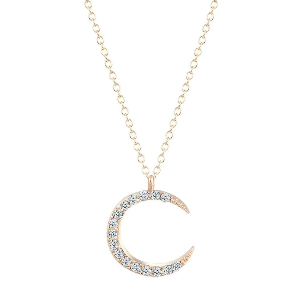 Enchanted Moon & Crystal Drop Necklace