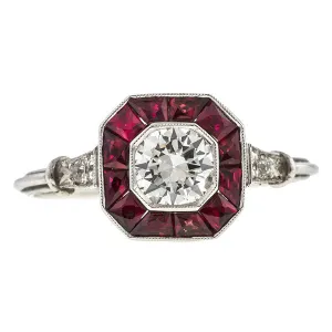 Engagement Ring Diamond & Ruby, 0.45ct