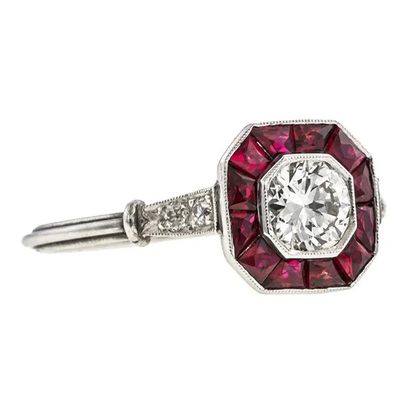 Engagement Ring Diamond & Ruby, 0.45ct
