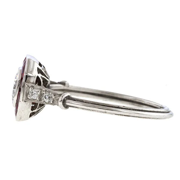 Engagement Ring Diamond & Ruby, 0.45ct