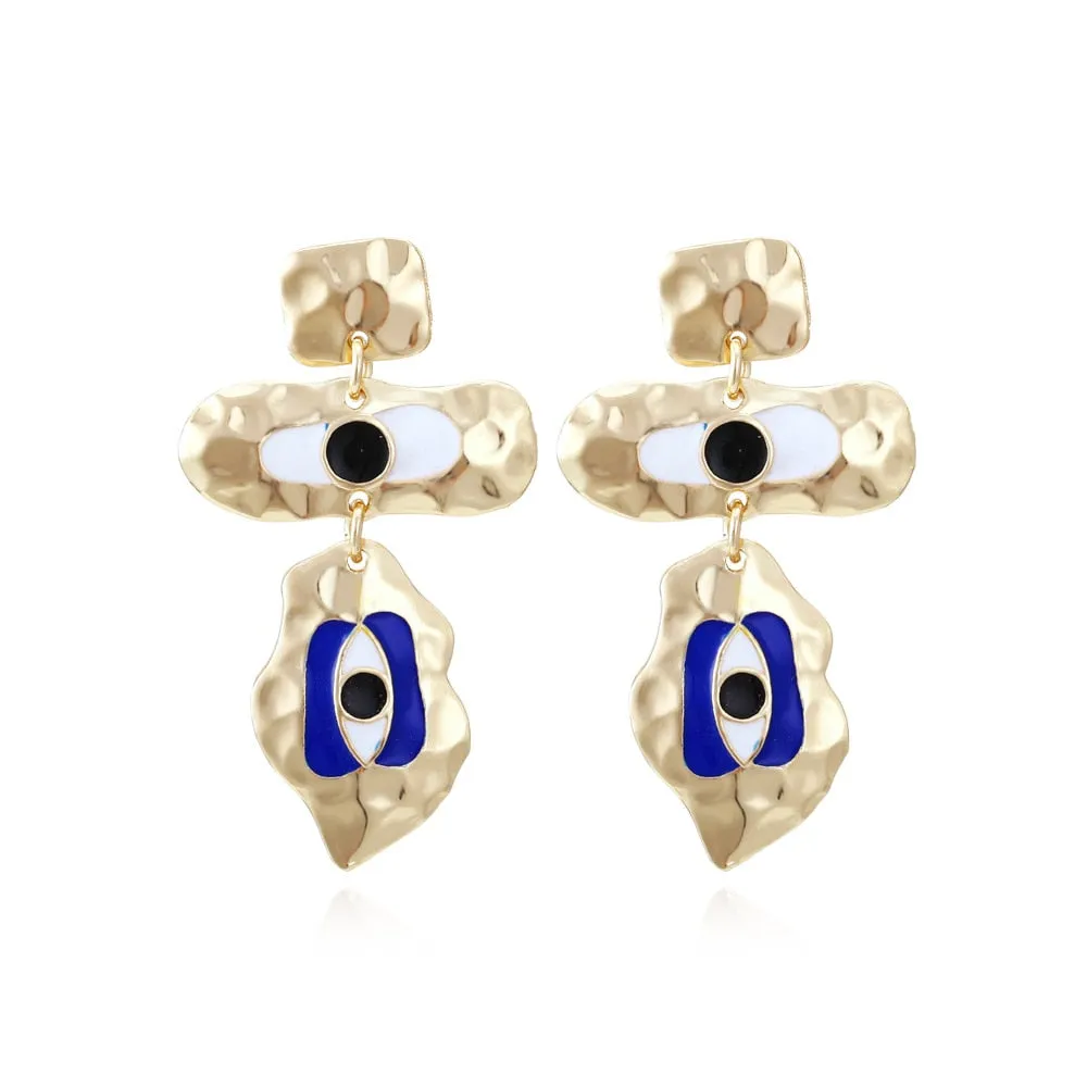 Enthralling Vintage Eye-Shaped Crystal Drop Earrings: An Ethnic Statement Jewelry Piece for the Trendy Woman