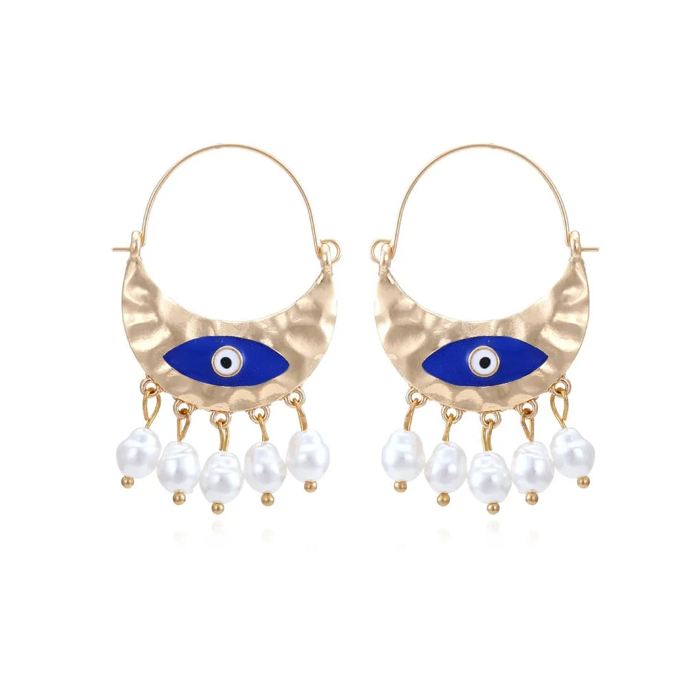 Enthralling Vintage Eye-Shaped Crystal Drop Earrings: An Ethnic Statement Jewelry Piece for the Trendy Woman