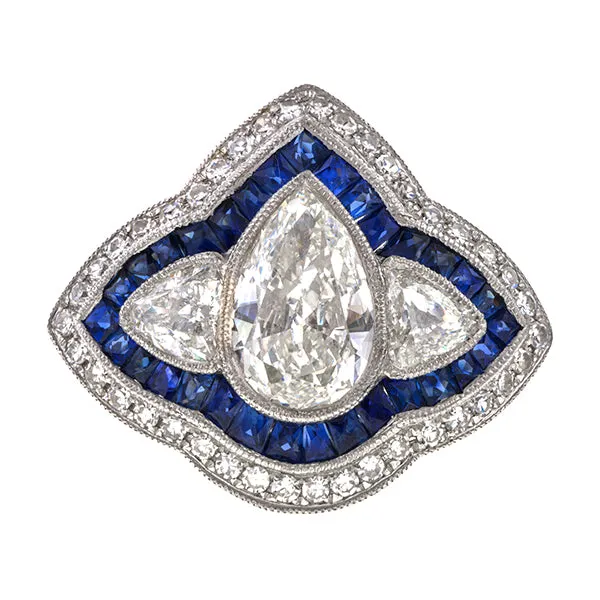 Estate Engagement Ring, Pear Shaped Diamond 1.52ct.