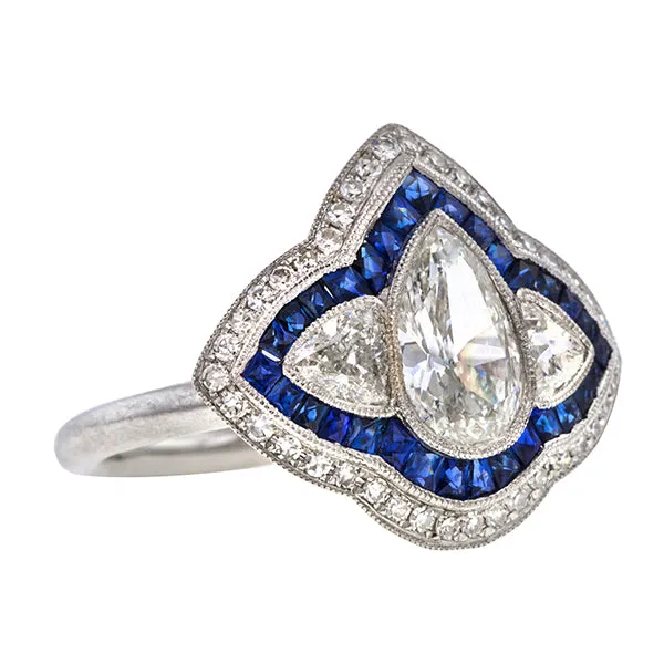 Estate Engagement Ring, Pear Shaped Diamond 1.52ct.