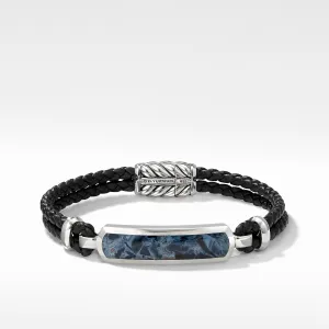 Exotic Stone Bar Station Leather Bracelet with Pietersite