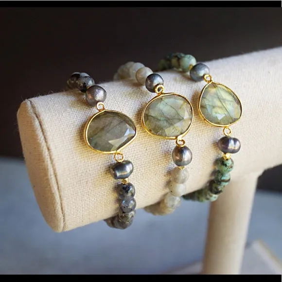 Faceted Labradorite Pendant Bracelets