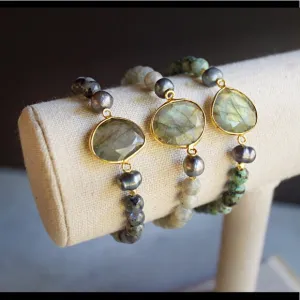 Faceted Labradorite Pendant Bracelets