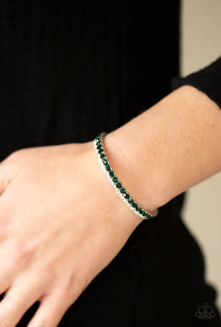 Fairytale Sparkle Green Rhinestone Paparazzi Flex Cuff Bracelet