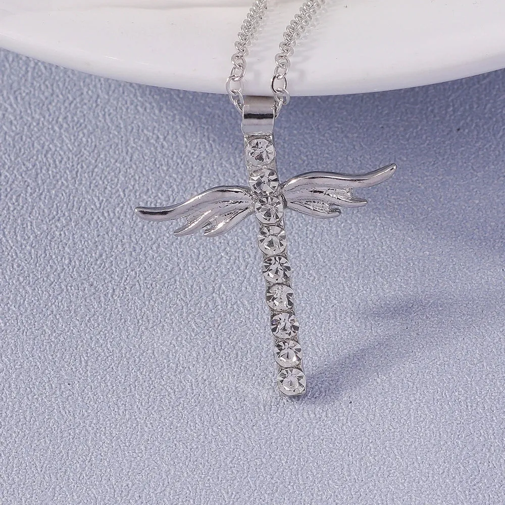 Fashion Cross Necklace for Women Men Gold Silver Color Dazzling Crystal Jesus Crucifix Necklace Christian Jewelry Wholesale