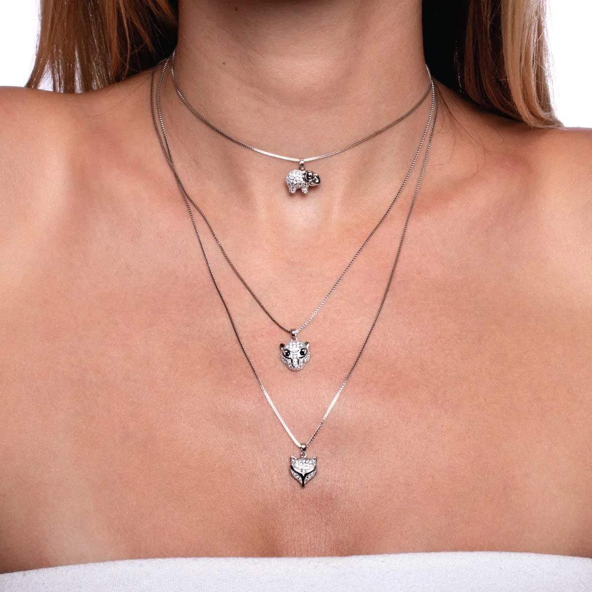 Fierce | .925 Sterling Silver | Crystal Cat Infinity Clasp Necklace
