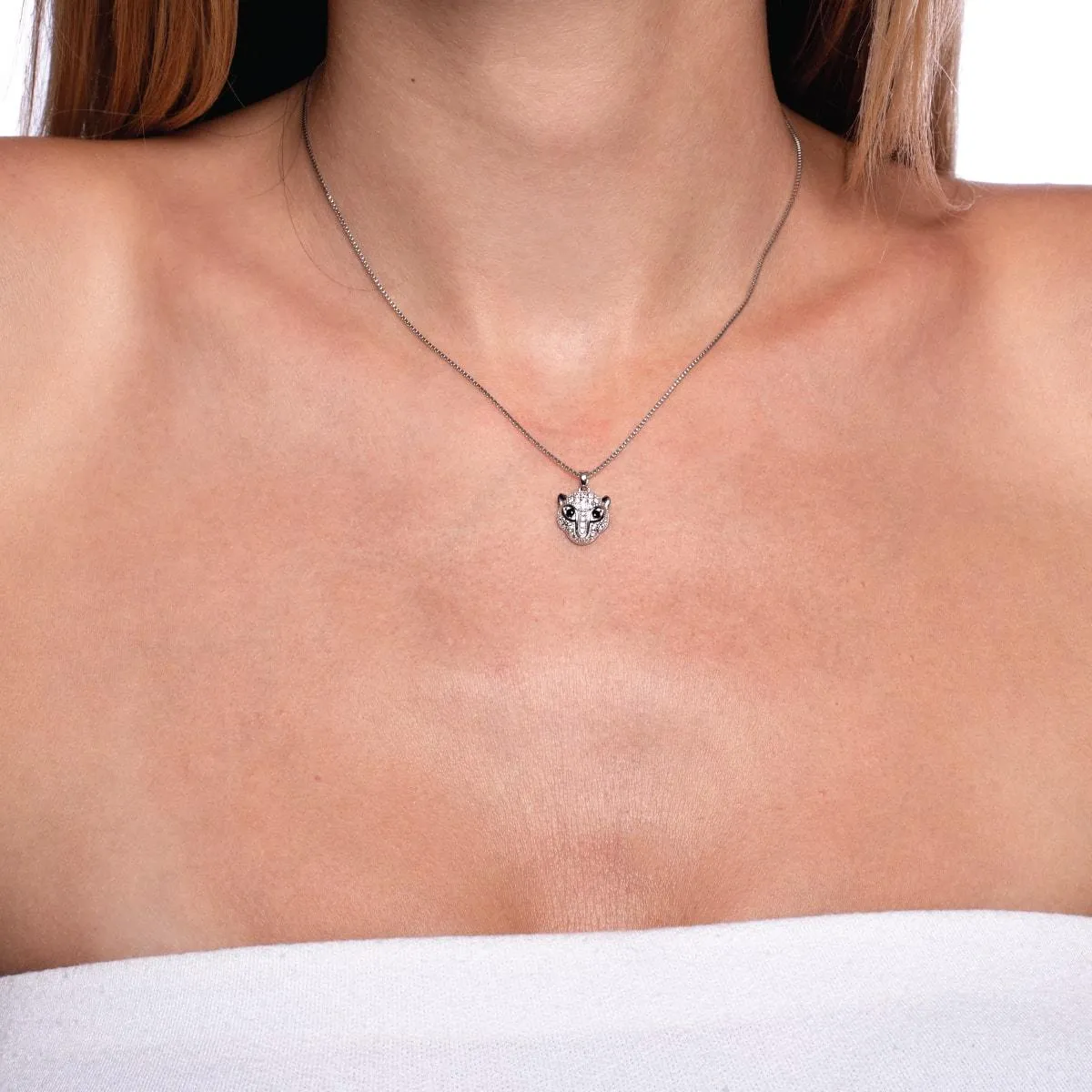 Fierce | .925 Sterling Silver | Crystal Cat Infinity Clasp Necklace