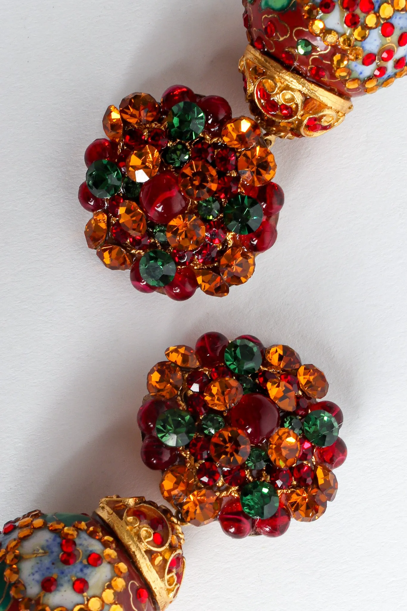Floral Cloisonné Rhinestone Earrings