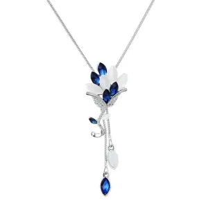 Flower Tassel Long Necklace Temperament Women Pendant  Necklace Jewelry