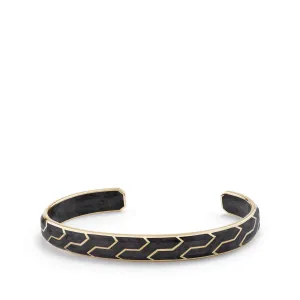 Forged Carbon Cuff with 18K Gold, 8.5mm, Size Large