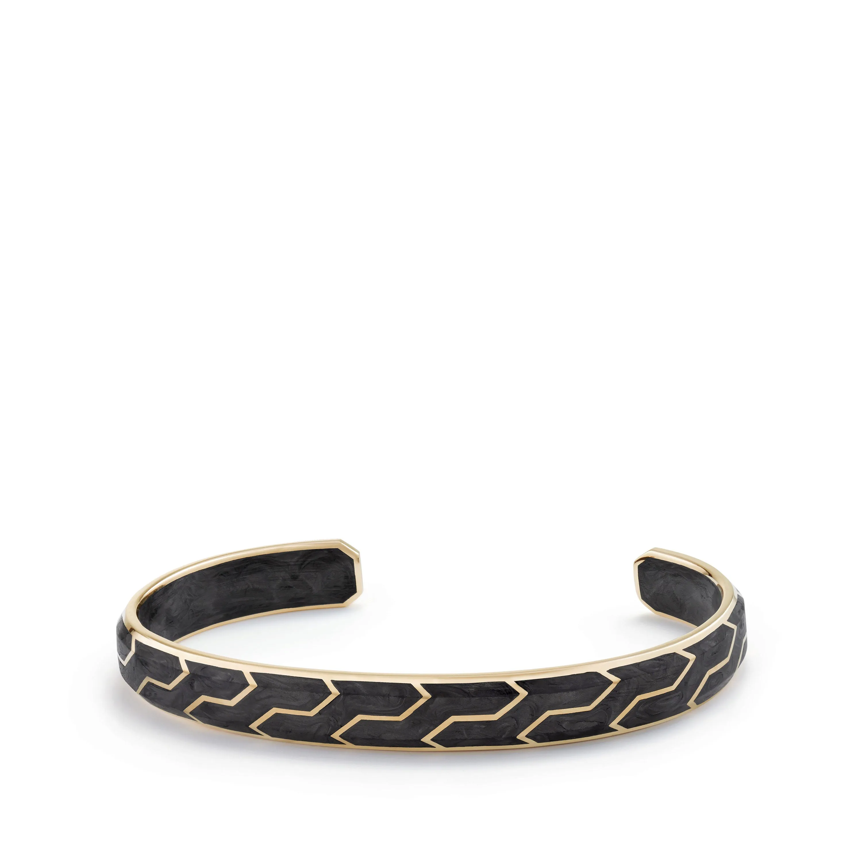 Forged Carbon Cuff with 18K Gold, 8.5mm, Size Large