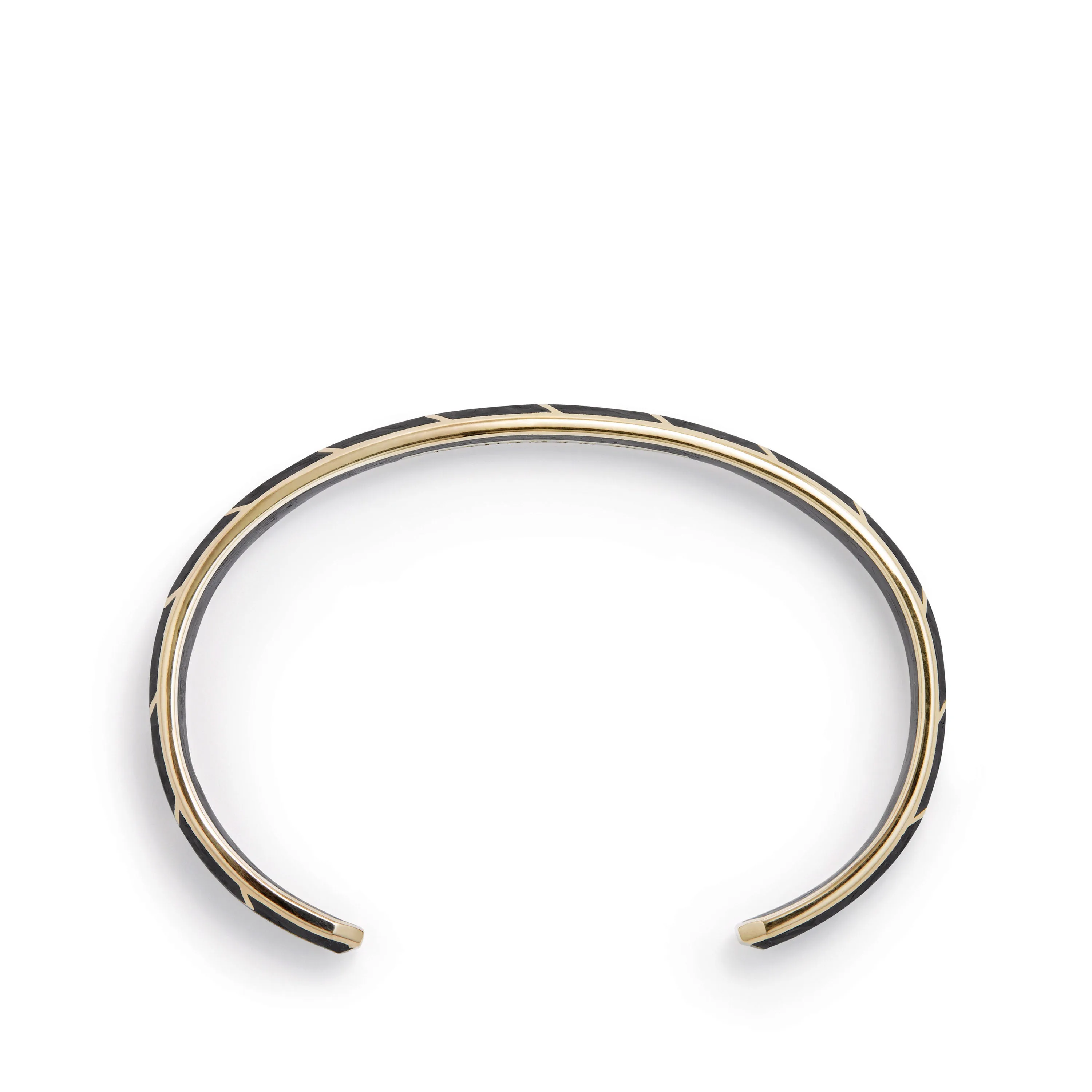 Forged Carbon Cuff with 18K Gold, 8.5mm, Size Large