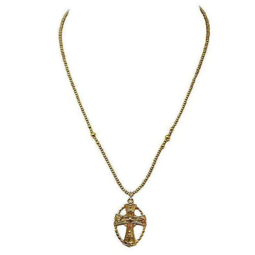 Four Way Cross on Seed Pearls