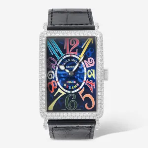 Franck Muller Long Island Color Dreams 18K White Gold Diamond Automatic Unisex Watch 1200SCD
