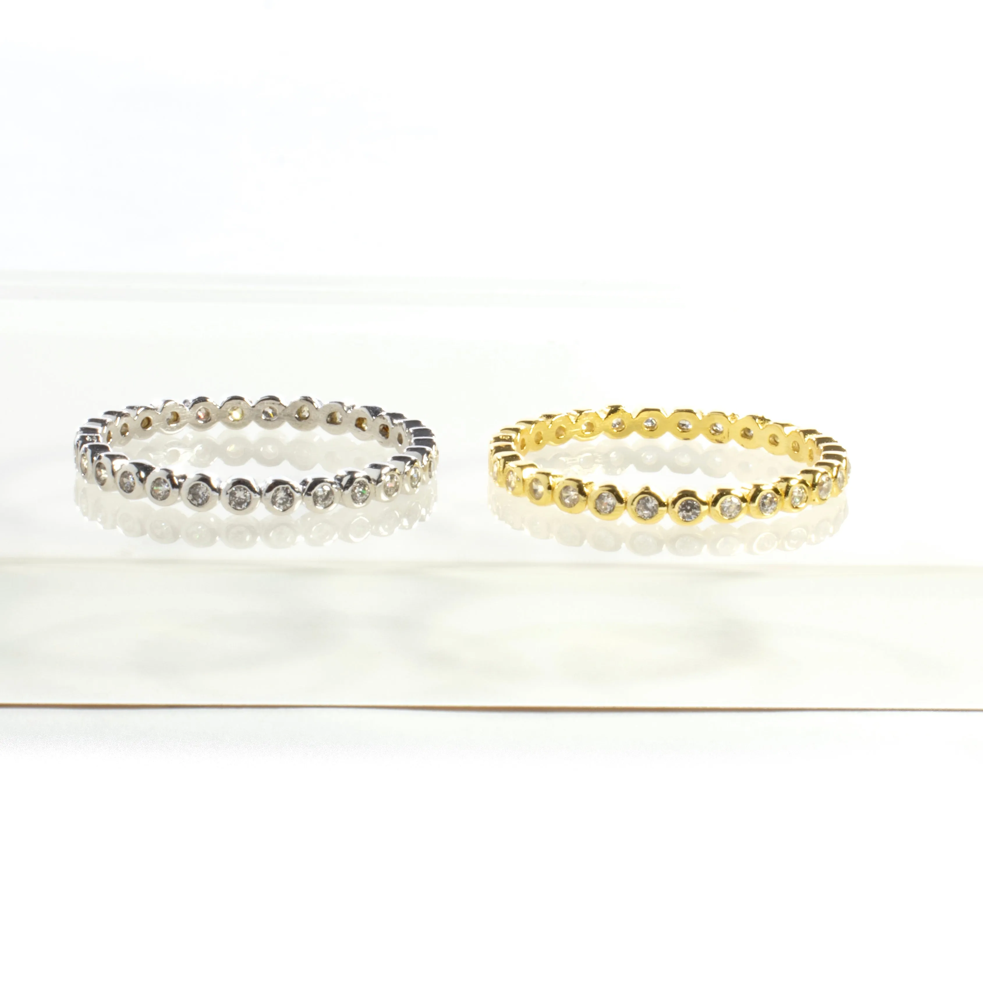 Full Eternity CZ Band Ring - Gold and Silver