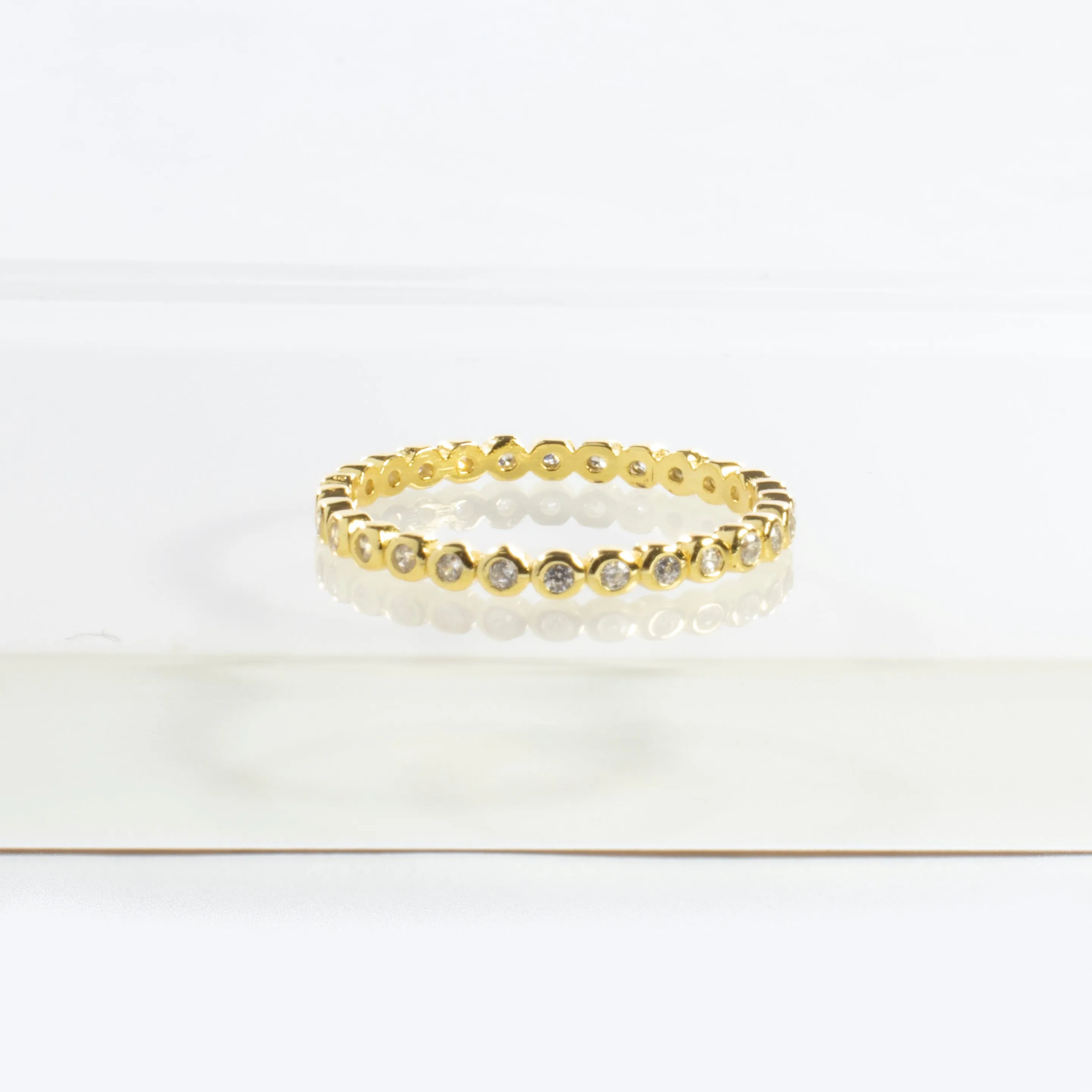 Full Eternity CZ Band Ring - Gold and Silver
