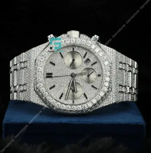 Fully Studded Royal Oak Chronograph Iced Diamond Watch For Men