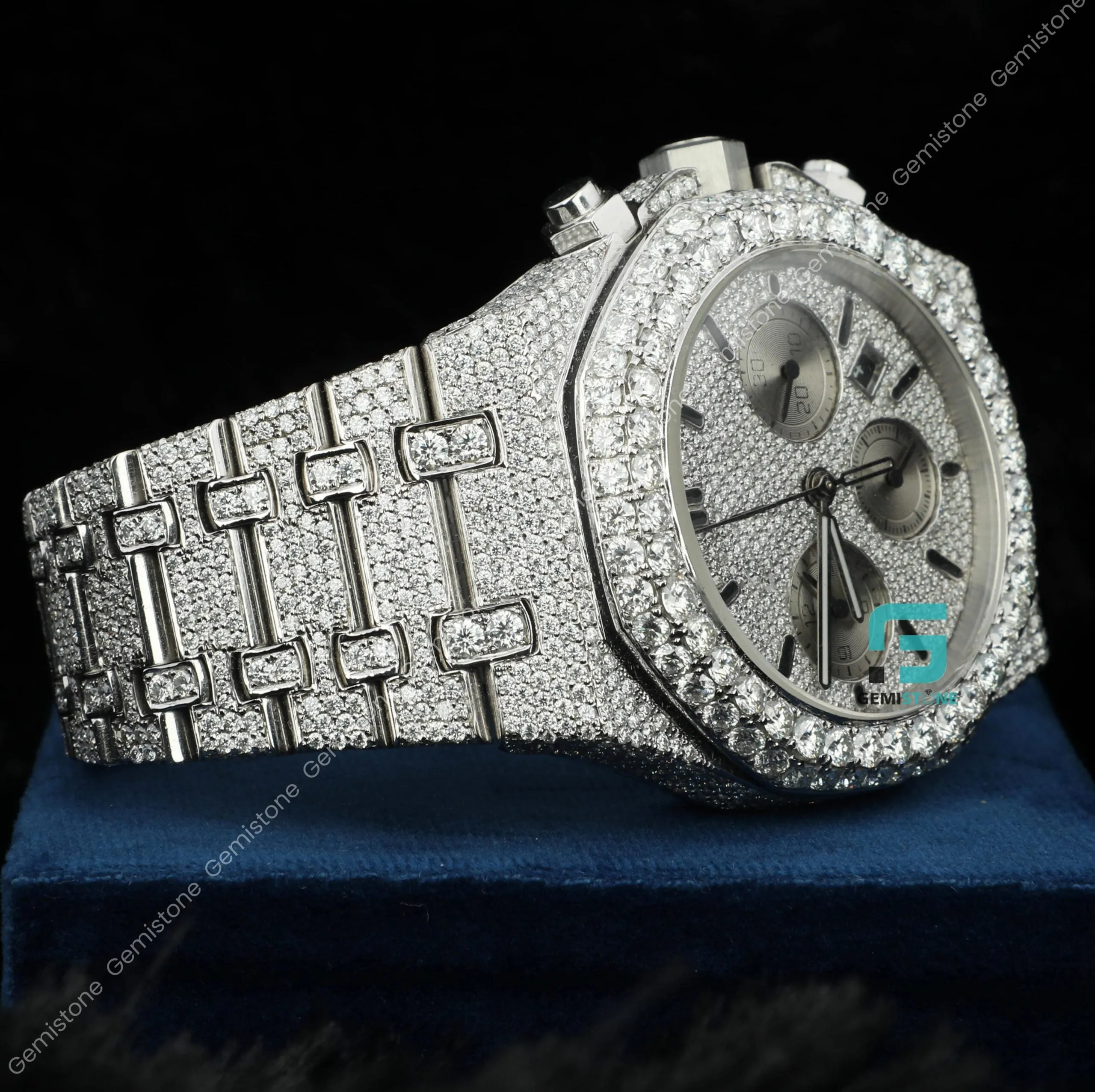Fully Studded Royal Oak Chronograph Iced Diamond Watch For Men