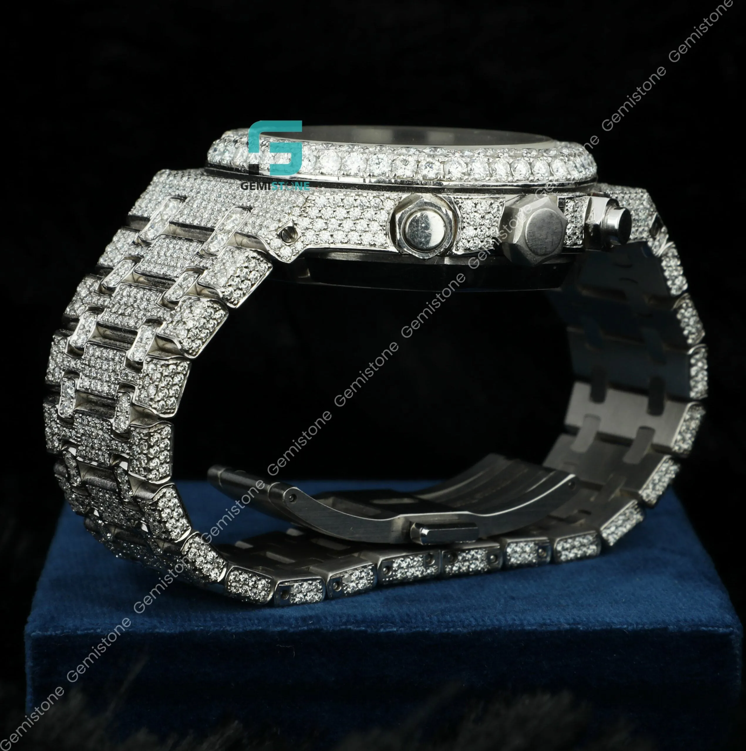 Fully Studded Royal Oak Chronograph Iced Diamond Watch For Men