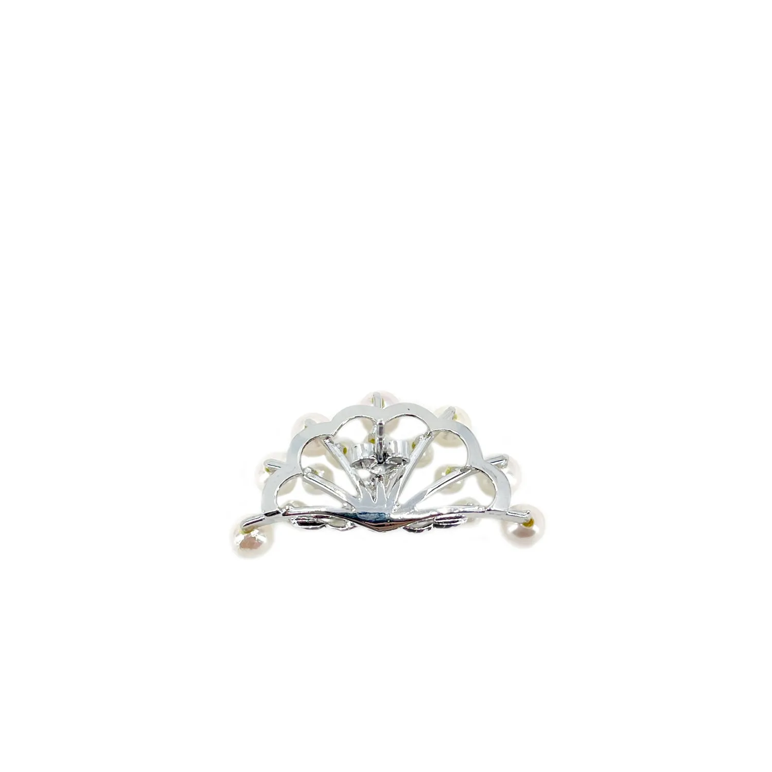 Furuya Peacock Vintage Japanese Saltwater Cultured Akoya Pearl Brooch & Screwback Earring Set- Sterling Silver