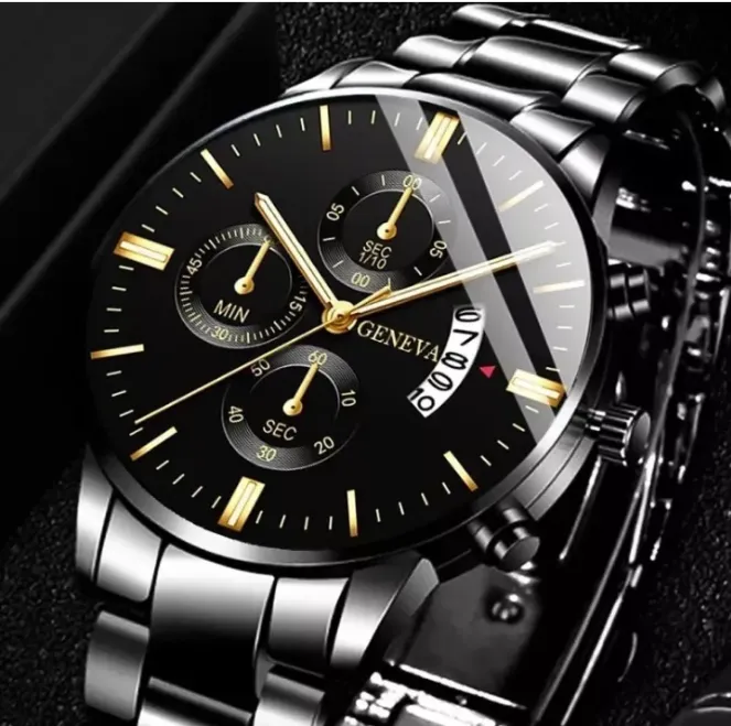 Geneva Men's Quartz Stainless Steel Wrist Watch Brand New Fast Shipping