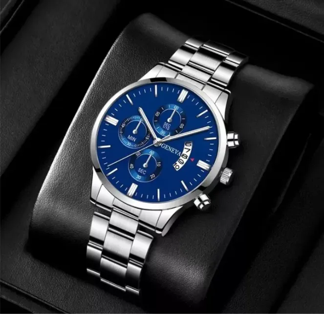 Geneva Men's Quartz Stainless Steel Wrist Watch Brand New Fast Shipping