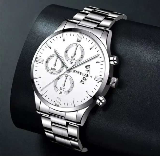 Geneva Men's Quartz Stainless Steel Wrist Watch Brand New Fast Shipping