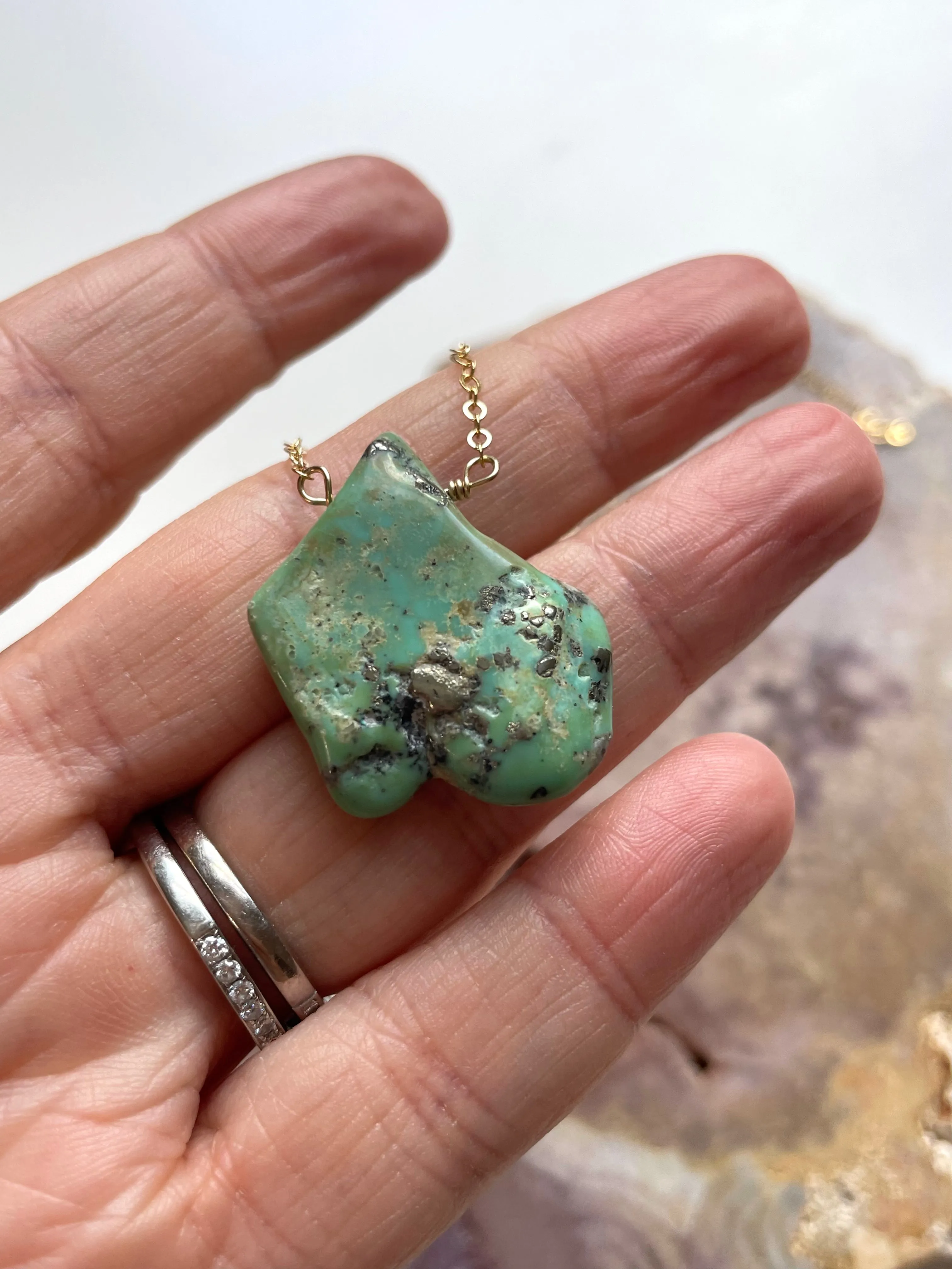 Genuine Arizona Turquoise Necklace  Crystal Necklace