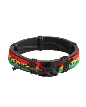 Genuine Leather Rasta Color Man Bracelets