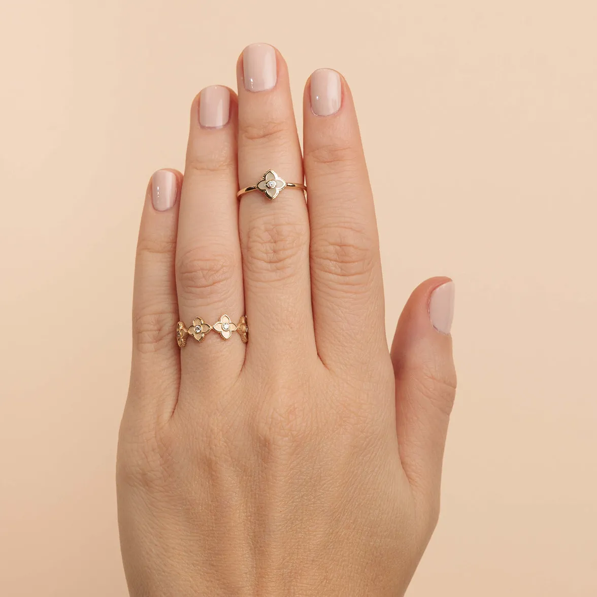 Gold & Diamond Satin Moroccan Flower Eternity Ring