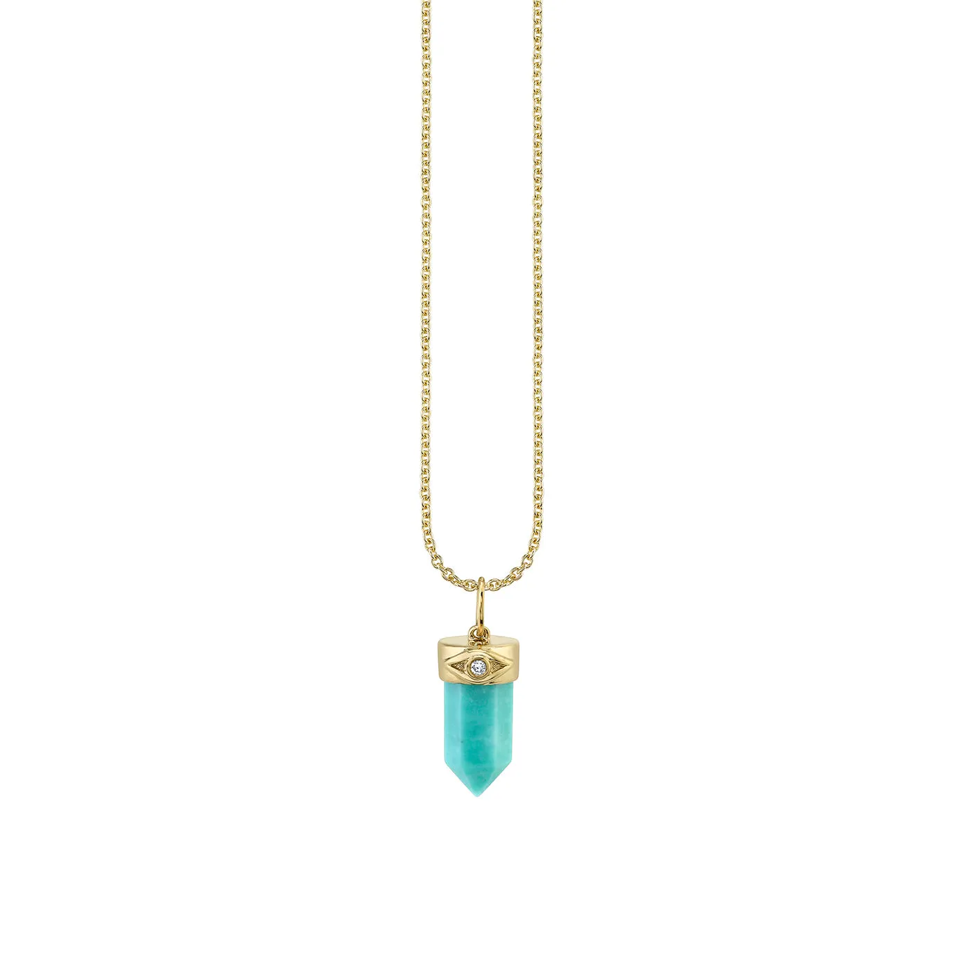 Gold & Diamond Small Carved Stone Charm
