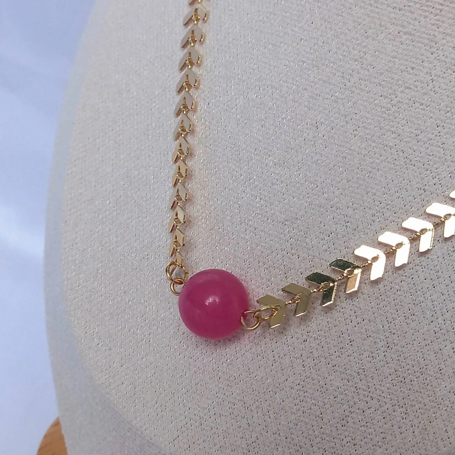 Gold Beaded Choker Necklace - Gold Necklaces,Pink Beaded Necklaces,Pink Necklace,Gold Jewellery In The UK,Gold Choker Necklaces In The UK