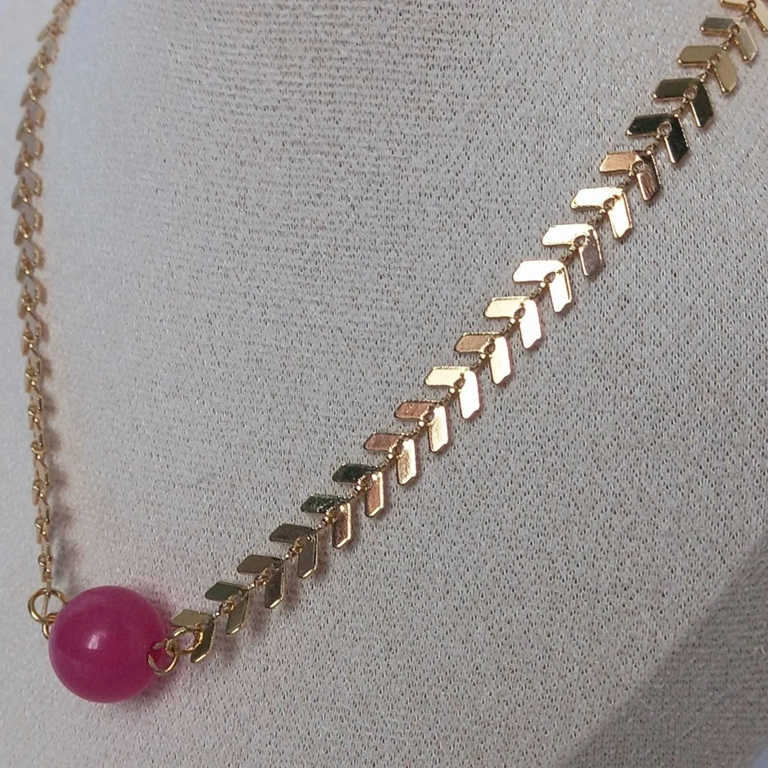 Gold Beaded Choker Necklace - Gold Necklaces,Pink Beaded Necklaces,Pink Necklace,Gold Jewellery In The UK,Gold Choker Necklaces In The UK