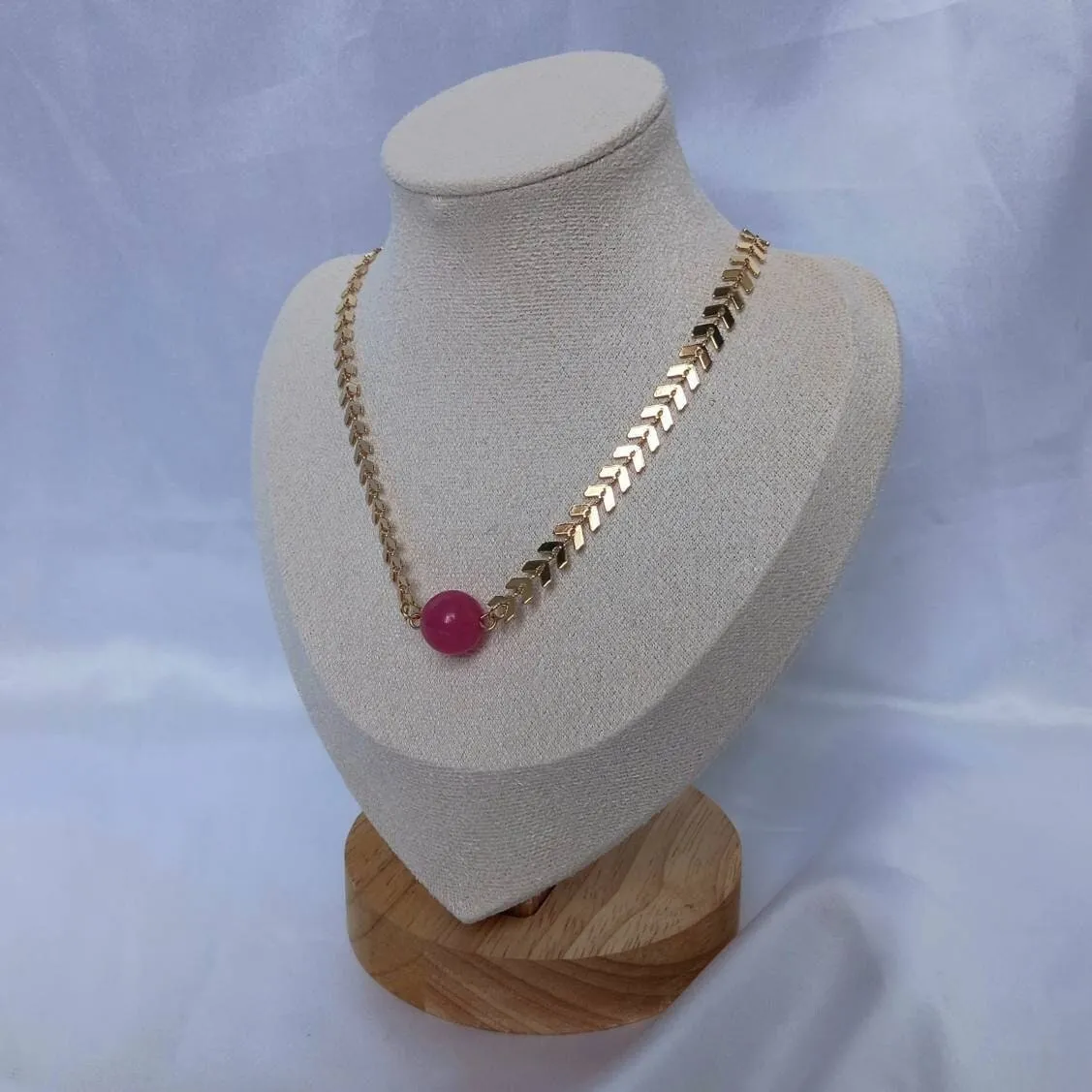 Gold Beaded Choker Necklace - Gold Necklaces,Pink Beaded Necklaces,Pink Necklace,Gold Jewellery In The UK,Gold Choker Necklaces In The UK