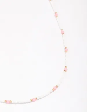 Gold Beaded Facet Chain Necklace
