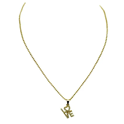 GOLD CRYSTAL NECKLACE  #SQWNE20203_GLD (RD23)